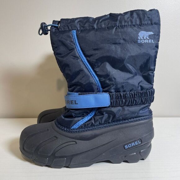 Sorel Flurry Winter Snow Boots Black/ Bright Blue Size US 6 No Lining Round Toe - Picture 4 of 12